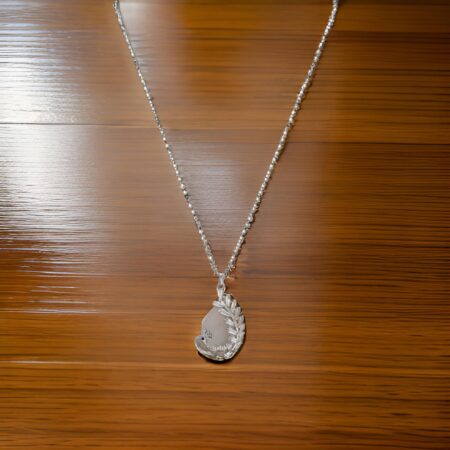 silver peacock pendant with link chain