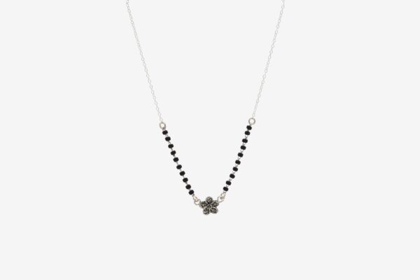 925 Sterling Silver Floral Shaped Cubic Zirconia Pendant Necklaces Mangalsutra