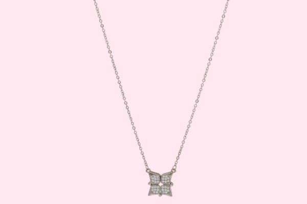 Silver Floral Diamond Pendant