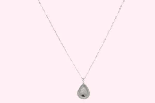 Silver White Drop Pendant With Link Chain