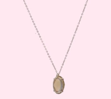 Silver Pink Studded With Link Chain