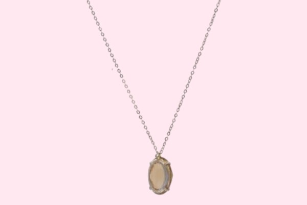 Silver Pink Studded With Link Chain
