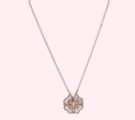 Rose Gold Pea Flower Pendant with Link Chain