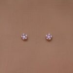 Elegant Floral Stud Earrings with Ruby and Diamond