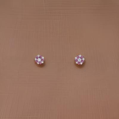 Elegant Floral Stud Earrings with Ruby and Diamond